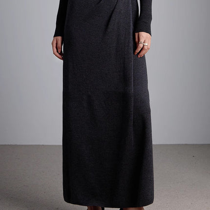 German Yangtze Yarn Back Split Loose Waist Slim Wide Leg Pants Minimalist High-grade Zipper Wool High Waist Skirt for Women