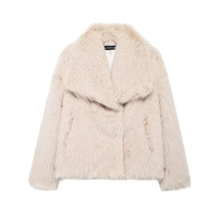 KAOPU ZA fur large lapel imitation fur coat short fashion imitation fox fur coat fluffy plush women's clothing