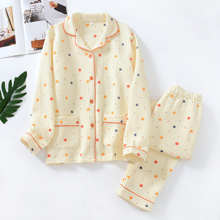 Factory high quality Autumn and Winter Air Cotton Pajamas Women's Warm Three-Layer Quilted Long-Sleeved Outwear suit