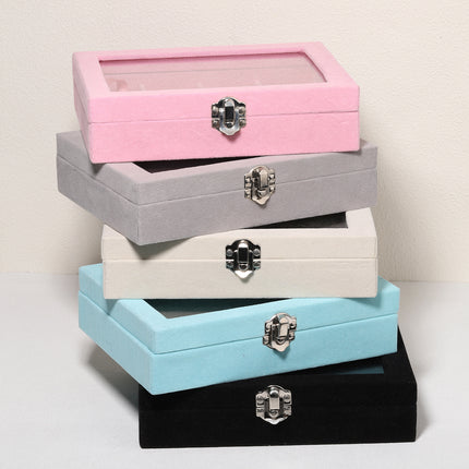 Advanced New Glass Jewelry Box Ring Earrings Earrings Bracelet Necklace Jewelry Display Flannel Jewelry Storage Box