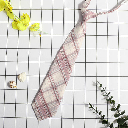 JK Small Tie Women's College Style Lazy Japanese Style Plaid Uniform Shirt Tie Student ins Men's and Women's Short Free Tie