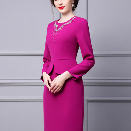 Zhili's Super Figure-Flattering Dress, New Spring 2026 Model, Formal Occasion Rhinestone Embellished Faux Two-Piece Bodycon Dress