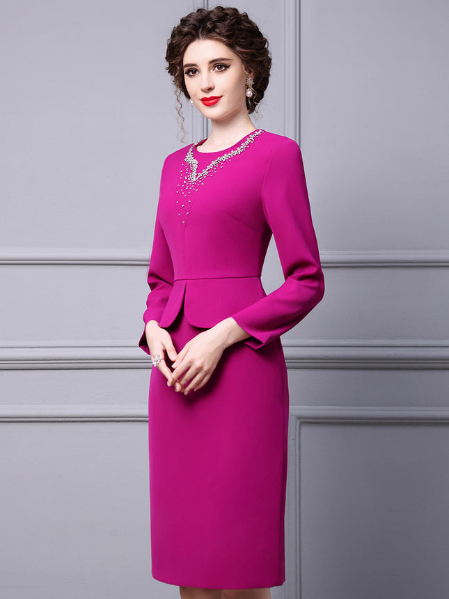 Zhili's Super Figure-Flattering Dress, New Spring 2026 Model, Formal Occasion Rhinestone Embellished Faux Two-Piece Bodycon Dress