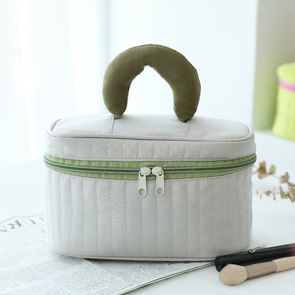 New Color-Blocked Makeup Bag, Large Capacity, High Aesthetic Toiletry Bag, Portable Travel Storage Bag, Versatile Macaron Color