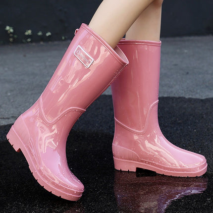 New Style Rain Boots for Women, High-Top Rain Boots, Korean Style Non-Slip Waterproof Boots, Thickened and Wear-Resistant Work Overshoes, Long Waterproof Shoes