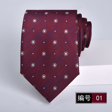 Tie men's formal wear business wine red bridegroom wedding jacquard hand fight 8cm administrative professional New in stock