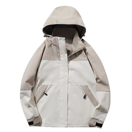 Men's and Women's Couple's Outdoor Jacket Spring and Autumn New Men's Jacket Removable Cap Windproof Jacket for Youth