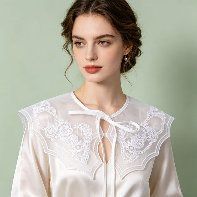 Spring and Summer New Transparent Organza Ruffled Embroidered Collar Small Outer Shawl Lace Decorative Collar