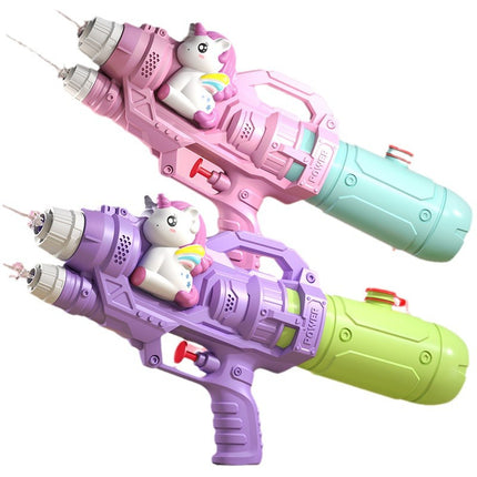 New children's water gun toy Net red double nozzle water gun pony dinosaur duck shark pull-out water gun