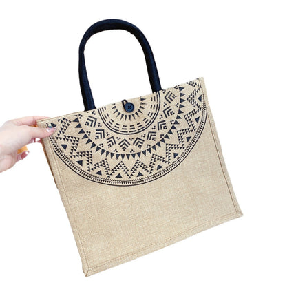 Linen Tote Bag New Fashion Commuter Large Capacity Tote Bag Mummy Going Out Carrying Bag Student Mend-up Bag