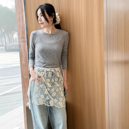 Lace Fart Curtain Skirt Advanced Sense Fart Curtain Stacked Spring Niche Design Korean Style Lace Apron Cover Skirt Sweet