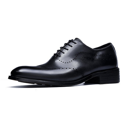 High-End Retro Carved Brogue Oxford Shoes, Hand-Rubbed Men's Formal British Wedding Versatile Leather Shoes for Men