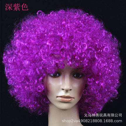 False cover round curly hair props large size head cover large wig explosive head wig fan hair