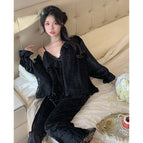 Diamond velvet embroidery--black three-piece set / M