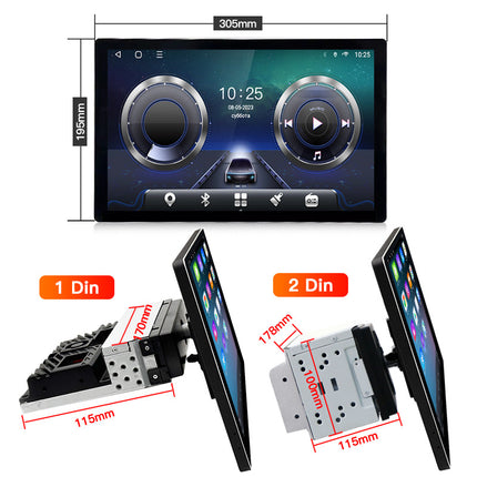 13inch Single 1-Dual 2-Disc 360-Degree Rotating Head Unit Car Android Touch Screen Central Control Navigation Reversing Image Device