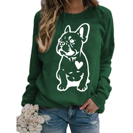Foreign trade supply dog love printing round neck jacket sweater European size women's coat long sleeve cross-border autumn and winter leisure