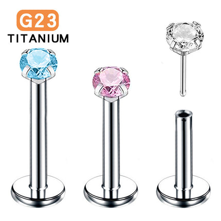 G23 titanium alloy pin claw with zircon wireless pin bar ear bone nail perforated nose nail G23 pin lip nail wholesale