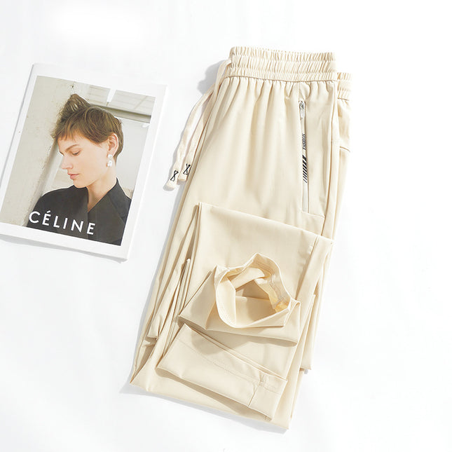 2024 Summer New Men's and Women's Ice Silk Elastic Couple Sports Pants Men's Sports Casual All-match Loose Sports