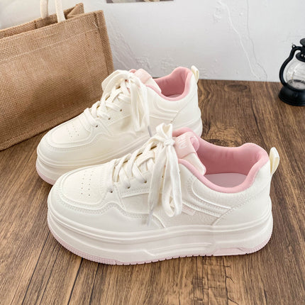 LZ6062 latex insole thick bottom leather small white shoes women's shoes 2025 spring new round toe board shoes casual shoes