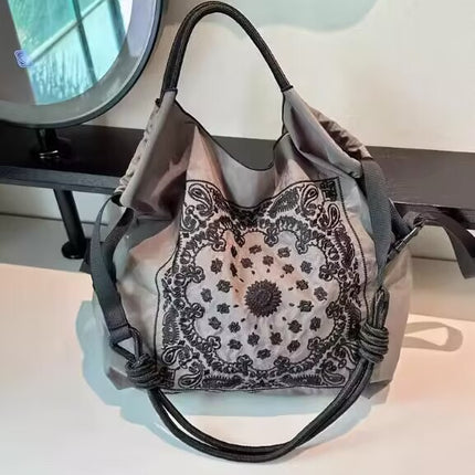 ball chain Japanese high quality eco-friendly shopping bag embroidered hand canvas bag nylon shopping bag