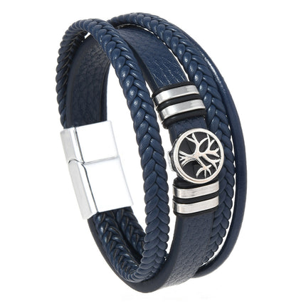Cross-Border New Products European and American Retro Style Various Ready-Made Life Tree Fashion Versatile Multi-Layered Hand-Woven Men's Bracelets