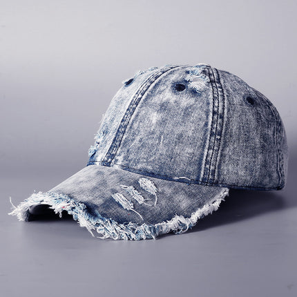 New Washed Denim Baseball Cap Distinctive Rouge Street Fashion Hat Men's and Women's Large Brim Face Showcase Cap