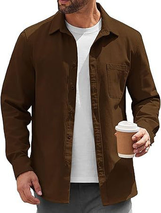 2024 Amazon Hot Sale Men's Light Button-Up Shirt Jacket Casual Jacket Inch Shirt Cotton Jacket