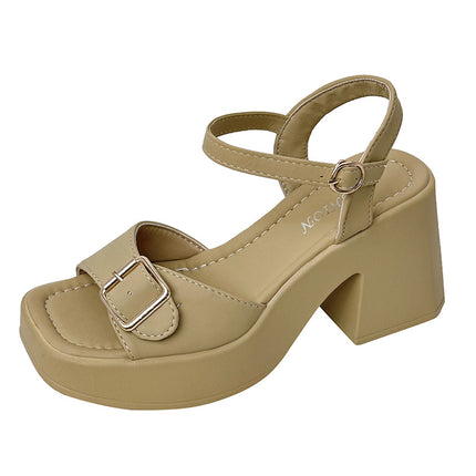 Thick Heel Roman Sandals Women's 2025 Summer New Fashion Casual Thick Bottom Square Head High Heels Wholesale