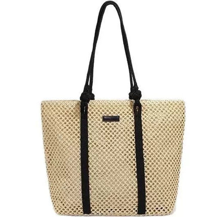 New Style Hollow Straw Woven Bag for Women, Handmade Woven Bag, Large Capacity Tote Bag, Single Shoulder Women's Bag, Vacation Beach Bag