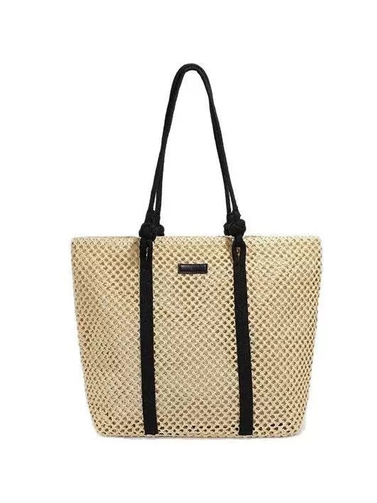 New Style Hollow Straw Woven Bag for Women, Handmade Woven Bag, Large Capacity Tote Bag, Single Shoulder Women's Bag, Vacation Beach Bag