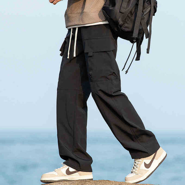 Camel HJCAMEL American Tooling Pants Men's Autumn and Winter Loose Straight Windproof Waterproof Parachute Pants Casual
