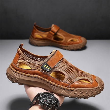 2025 New Mesh Sandals Men's Summer Outdoor Thick-Soled Sandals Outdoor Sports Breathable Toe-Cap Beach Shoes