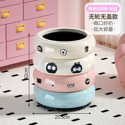Living Room Trash Can, High-Looking Kitchen Bedroom Rotating Trash Can with Lid, Removable Bathroom Toilet Paper Basket