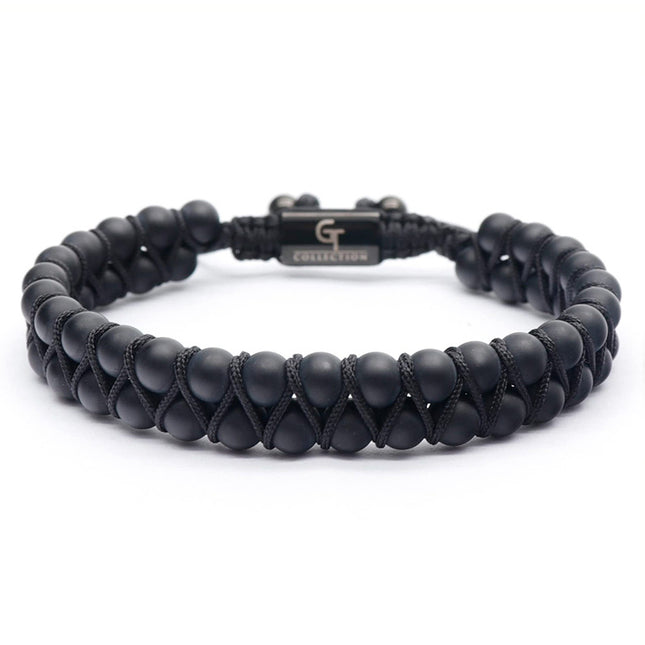 Double-layer frosted stone bracelet natural tiger eye stone double-row beaded woven bracelet can be customized DIY lettering bracelet
