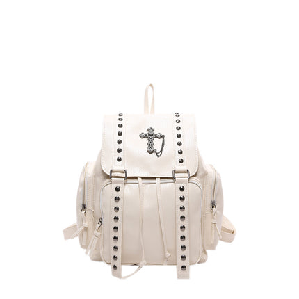 Large Capacity Backpack for Women 2026 New Style Cross-Studded Casual Unique Niche Student Backpack