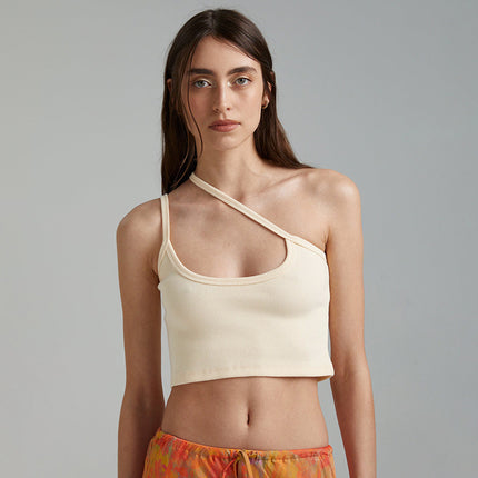 M24Tp096 European and American Clothing 2024 Amazon Summer New Pure Color Camisole Asymmetric Top Wholesale