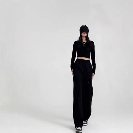 Banana Pants Women's Spring and Autumn 2025 New American Style Sweatpants Casual Loose Straight Drain Black Sports Wide Leg Pants