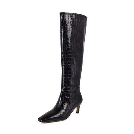 High boots 2023 autumn new women's boots square toe European and American fashion boots retro Knight boots non-over-the-knee boots