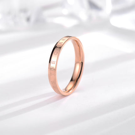 Japanese and Korean dw ring fashion explosion lovers ring 18k rose gold plain ring simple stainless steel ring tide jewelry
