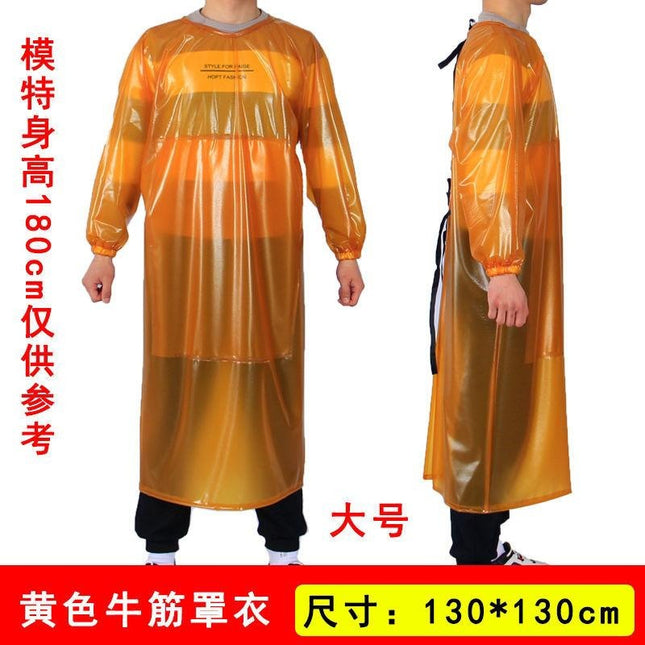Double-layer wear-resistant beef tendon coverall oil-proof acid and alkali-resistant waterproof stone handling thickened Anti-fouling lengthened sleeve apron