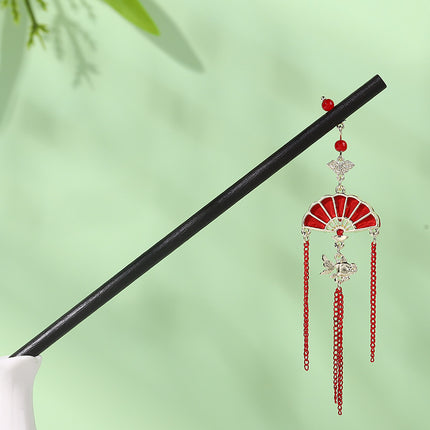 New Year Red Festive Chinese Style Hairpin Palace Style Tassel Walking Hair Hairpin Retro Hanfu Ancient Dress Cheongsam Hair Accessories Women