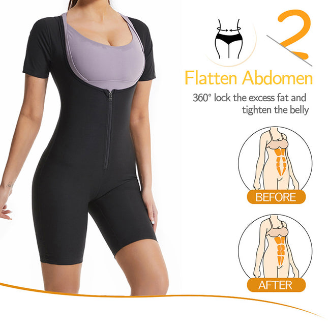 European and American Women's Sports Yoga Sweat Suits Sauna Sweat Corset Short-Sleeved Cross-Border Body Shaping Garments