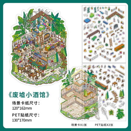 Infeel.Me Extra Large Scenery Stickers Today's Business Hours Open - Part Twelve DIY Journal Scene Stickers