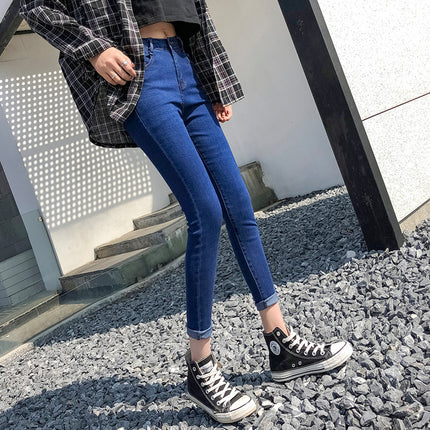 Blue Jeans Women's Tight High Waist Slimming Pencil Pants Spring and Autumn 2024 New Korean Stretch Leg Pencil Pants