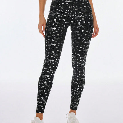 European and American Style Gold-Stamped Yoga Pants for Women, High-Waisted, Butt-Lifting, Sun-Protective, Sports Cropped Pants, Trendy Tight-Fitting Quick-Dry Training Fitness Pants
