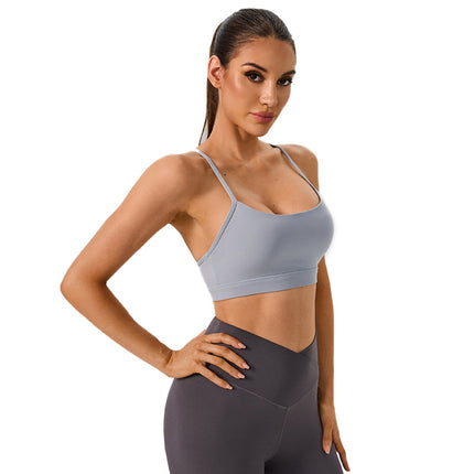 Cross-Border New Yoga Bra Single-Sided Spandex Y-Shaped Beautiful Back Sling Push-Up Running Fitness Nude Yoga Bra