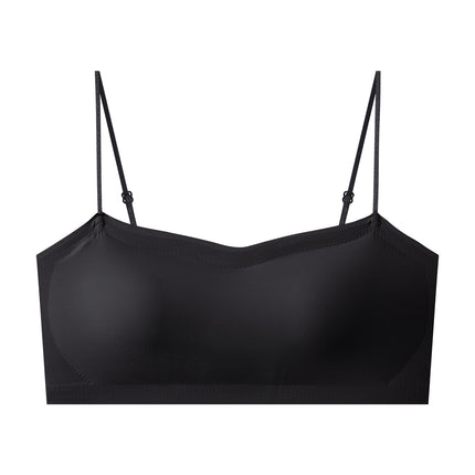 Popular Seamless Beauty Back Bra for Women, Tube Top, Spaghetti Straps, No Rims, Small Breast Push-Up, Glossy One-Line Support Bra