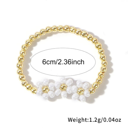 Cross-border three small flower copper bead ring hand-woven daisy flower beaded ring casual style ladies bracelet