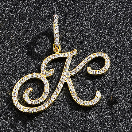 Foreign trade popular products full diamond hip hop jewelry grass letter pendant melon seed buckle Cuban chain accessories Amazon exclusive