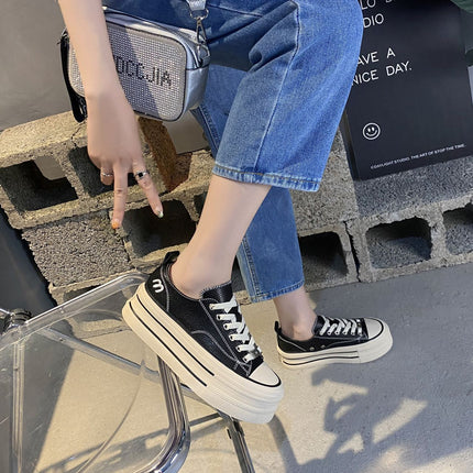 Genuine Leather White Sneakers for Women, Spring 2026, Versatile Internet Celebrity Hot Style, Sports Casual Thick-Soled Height-Increasing Sneakers, Breathable and Comfortable